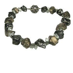 Chunky Joanne Katherine Necklace Metallic Glass Beads Handcrafted Statement